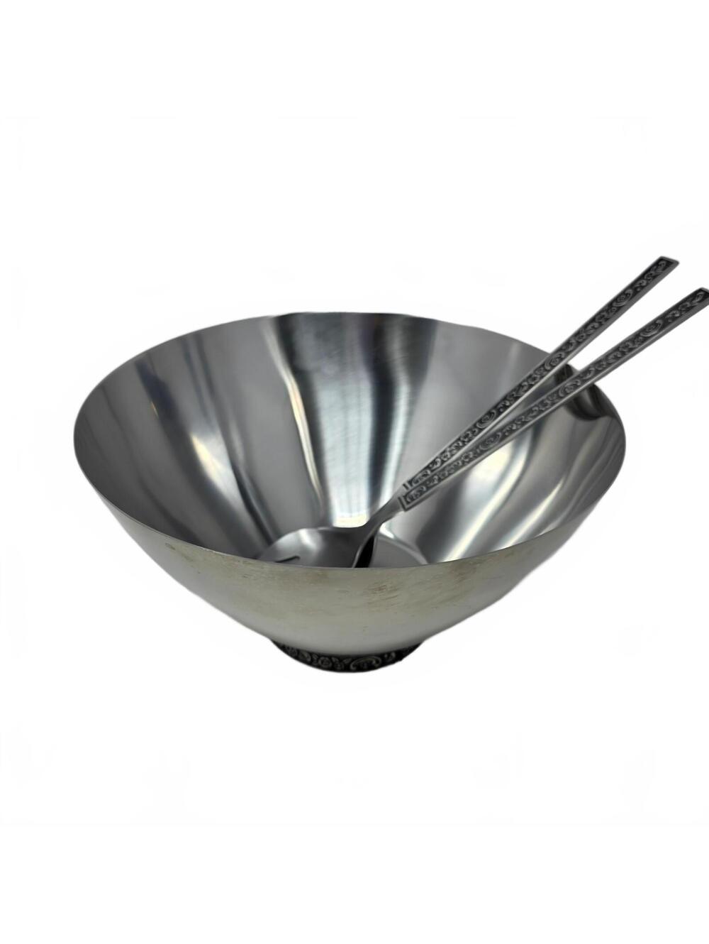 Oneida Mediterranea Salad Bowl and Servers, Stainless Steel, Japan